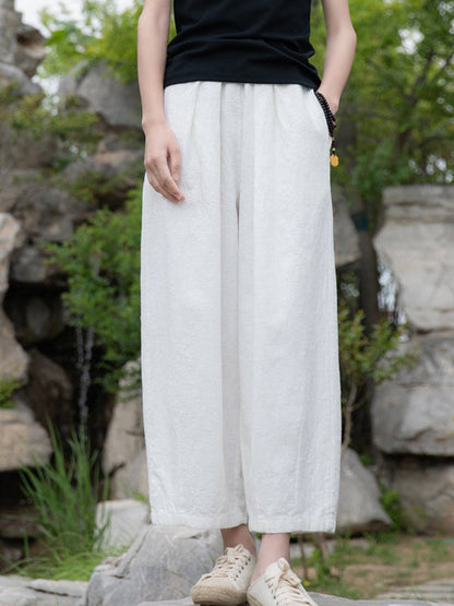 Loose Wide Leg Elasticity Solid Color Casual Pants Bottoms