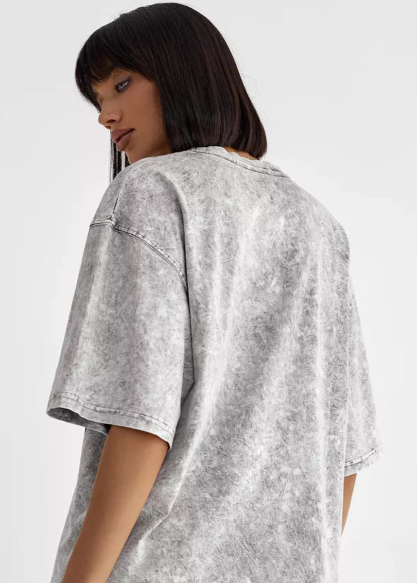 Oversized Cotton Tee With Washed Texture