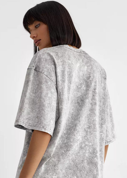 Oversized Cotton Tee With Washed Texture