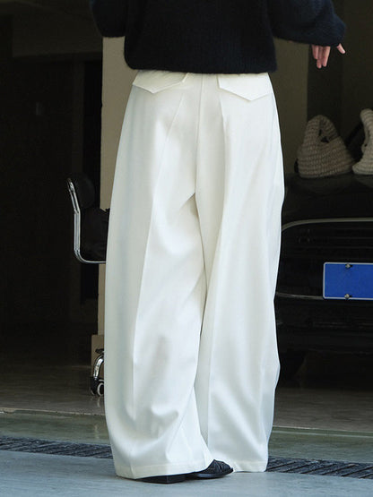 Urban Loose Wide Leg Pleated Solid Color Pants