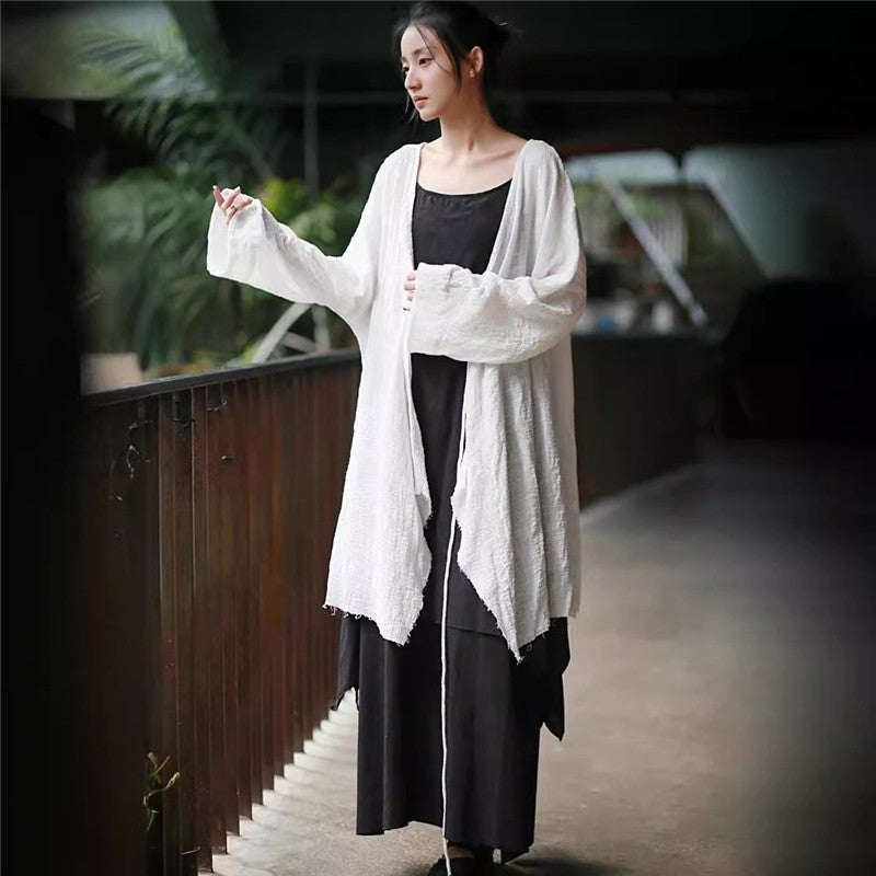 Solid Color Cardigan With Fringe Trim