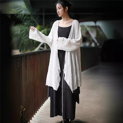 Solid Color Cardigan With Fringe Trim