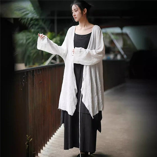 Solid Color Cardigan With Fringe Trim