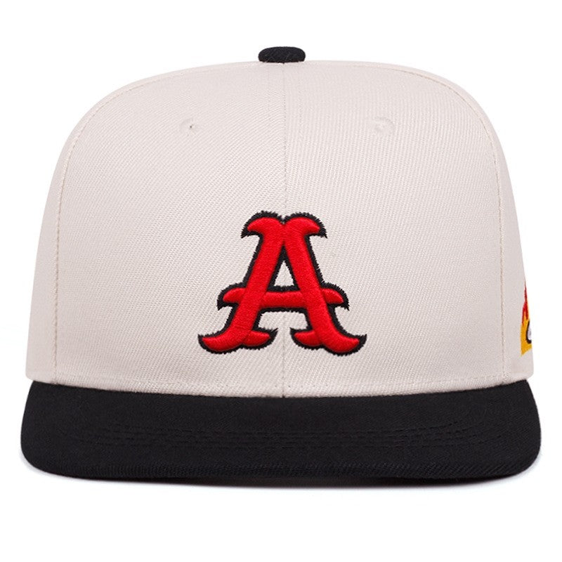 Red Letter Flat Brim Baseball Cap Unisex Outdoor Sun Hat