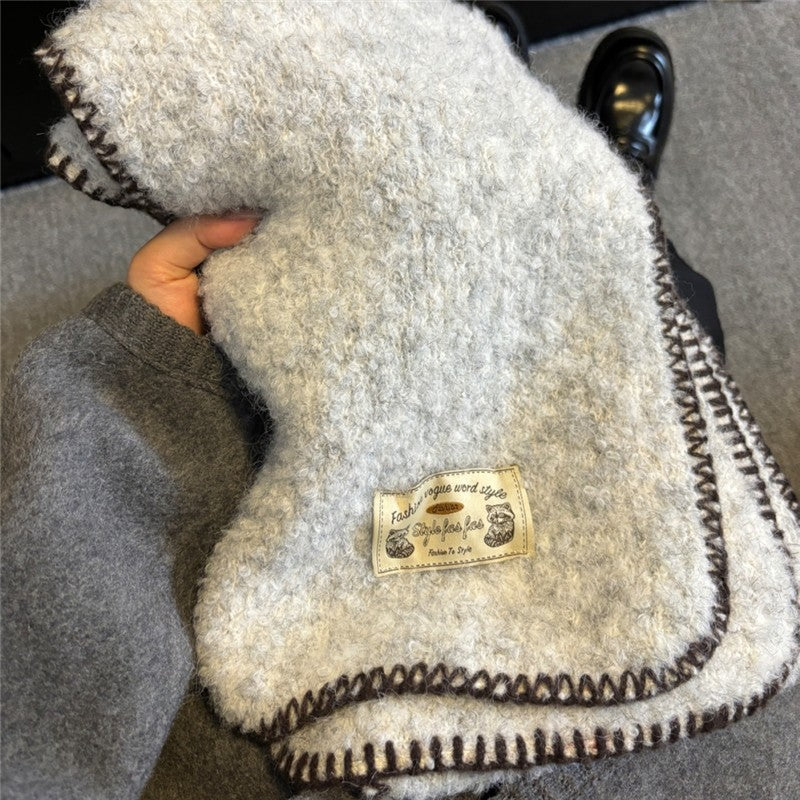 Solid Color Hemmed Knit Scarf
