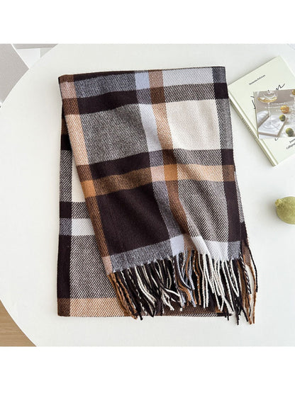 Scarvii - Colorblock Plaid Winter Scarf for Women