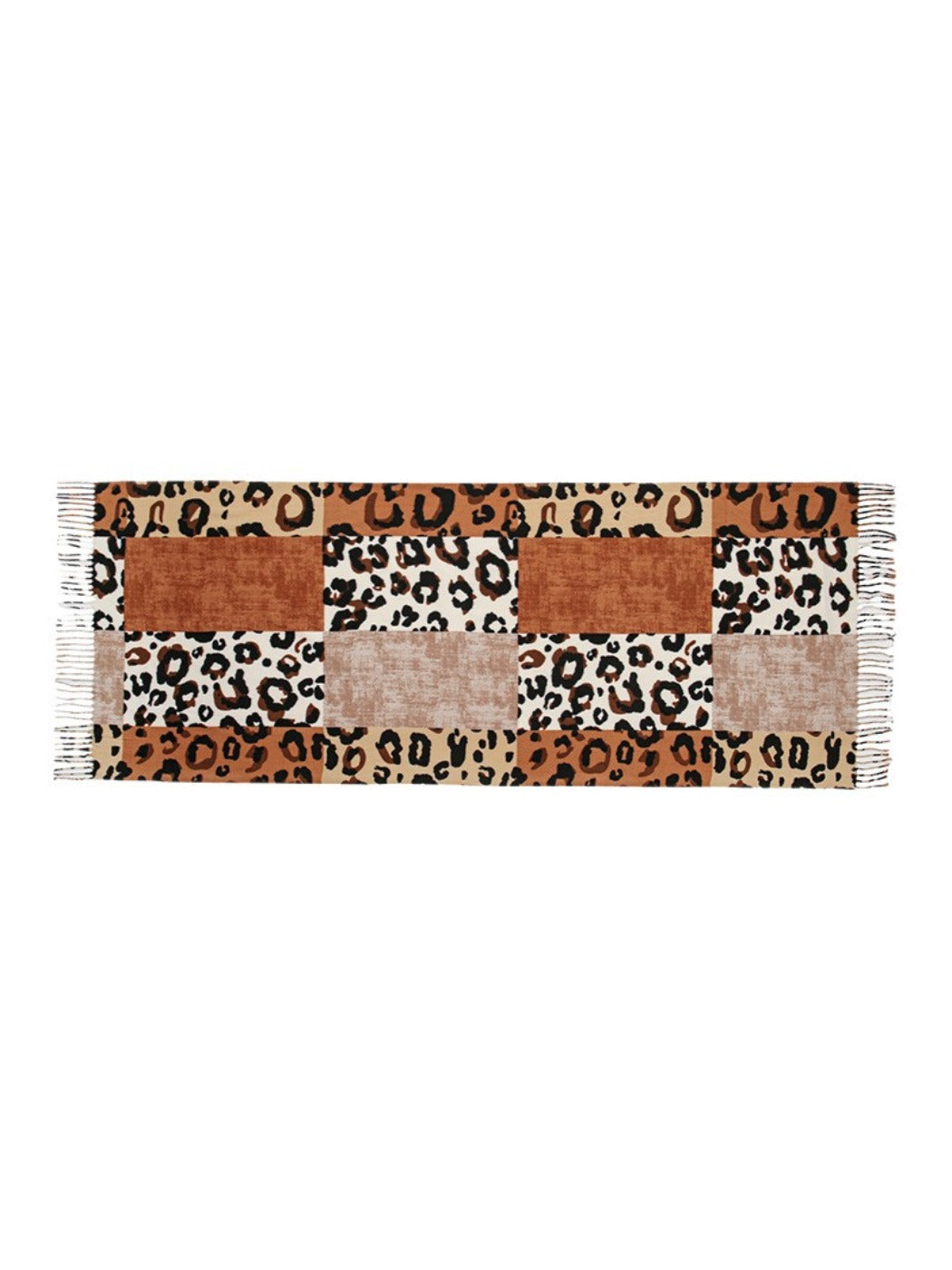 Sscarvii - Leopard Patchwork Tassel Winter Scarf