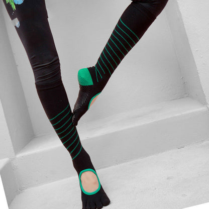 Fitness Cotton Yoga Stockings High Five-Finger Floor Socks Indoor Female Professional Full-Toed Non-Slip Trampoline Socks