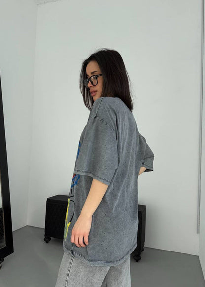 Oversized Cotton T-Shirt With Artistic Print
