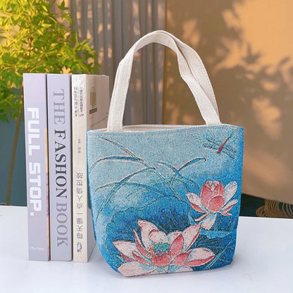Cosbai - Embroidered Canvas Handbag