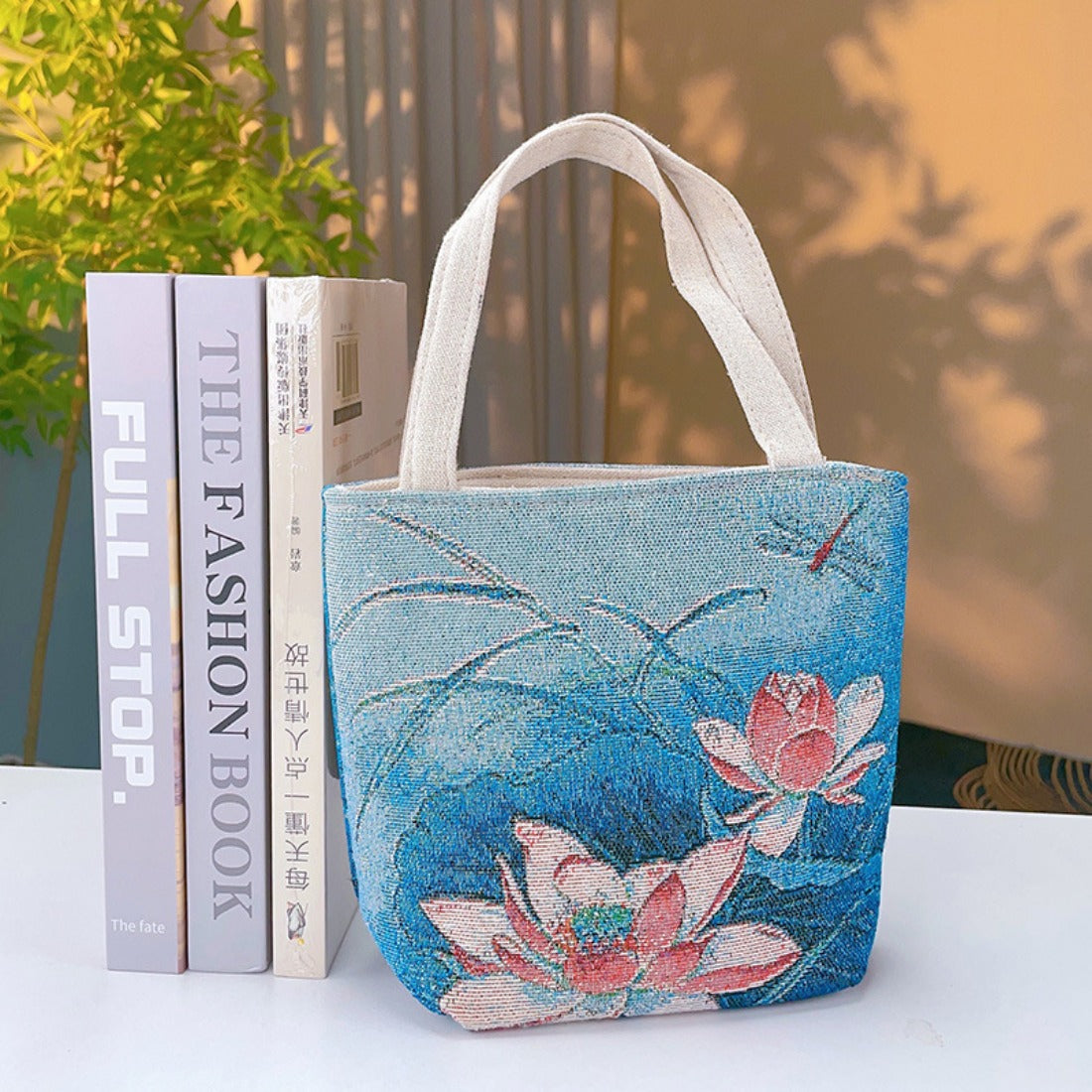 Cosbai - Embroidered Canvas Handbag