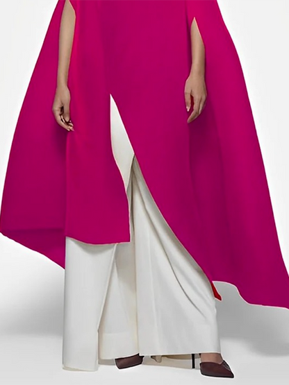 Batwing Sleeves Loose Solid Color Split-front Off-the-shoulder Blouses&shirts Tops