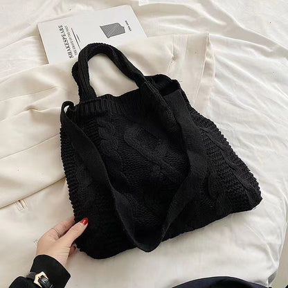 Crochet Tote Bag Checkerboard Knit Bag