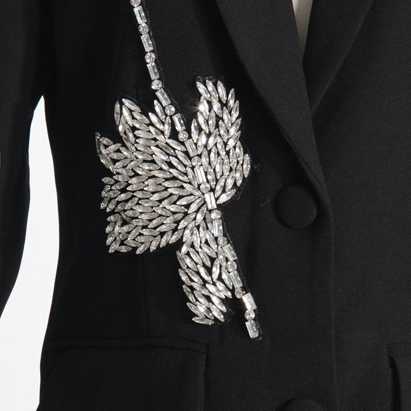 Long Sleeve Lapel Beaded Casual Loose Blazer Outerwear