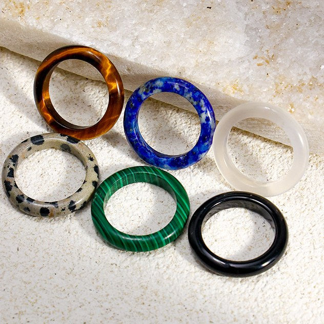 Simple Natural Stone Single Rings
