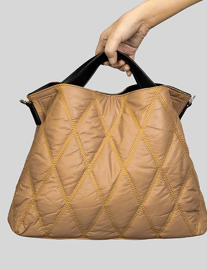 Trendy Solid Cotton Padded Tote Shoulder Bag