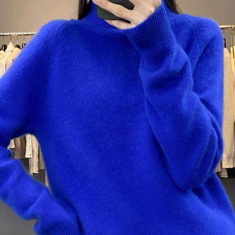 Solid Color High Neck Sweater