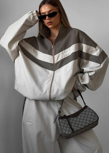 Two Piece Contrast Gray Track Set