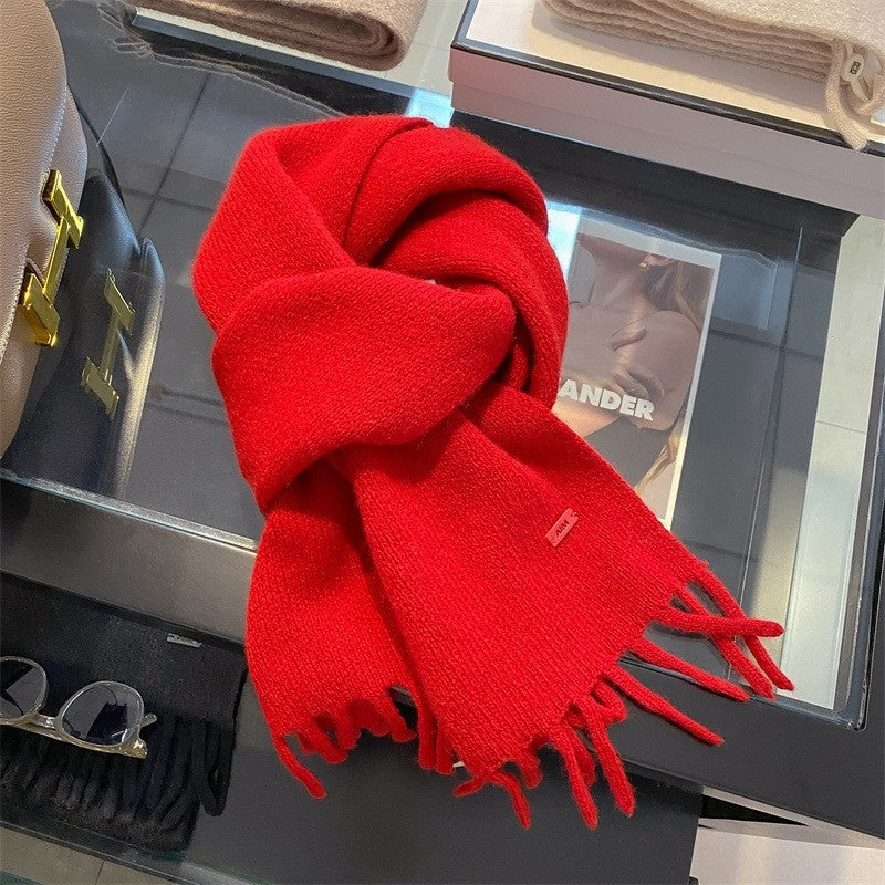 Solid Color Wool Warm Short Scarf