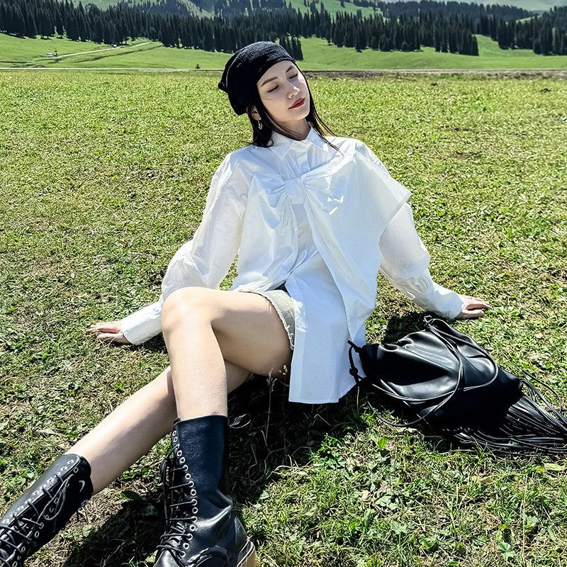 Bow Puff Sleeve Shirt