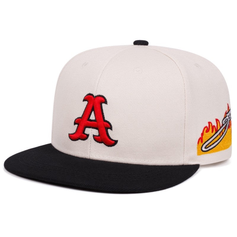Red Letter Flat Brim Baseball Cap Unisex Outdoor Sun Hat