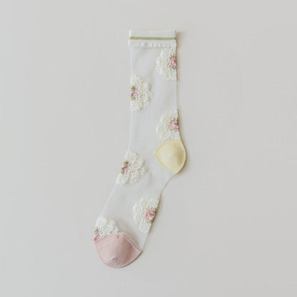 Rufia - Summer Floral Pattern Sheer Socks