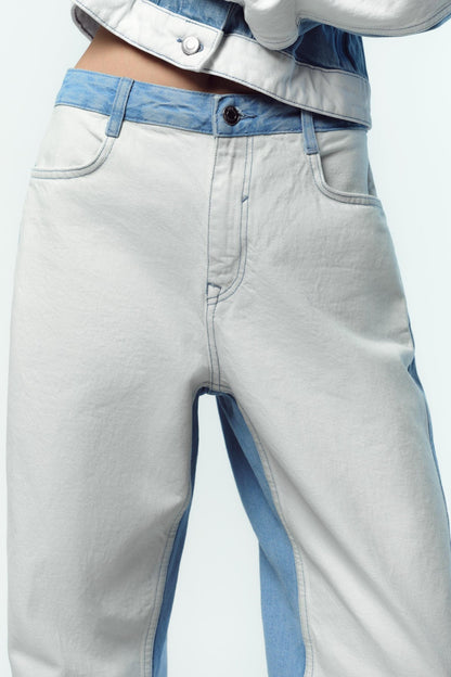 STRAIGHT LEG MID-RISE COMBINED JEANS