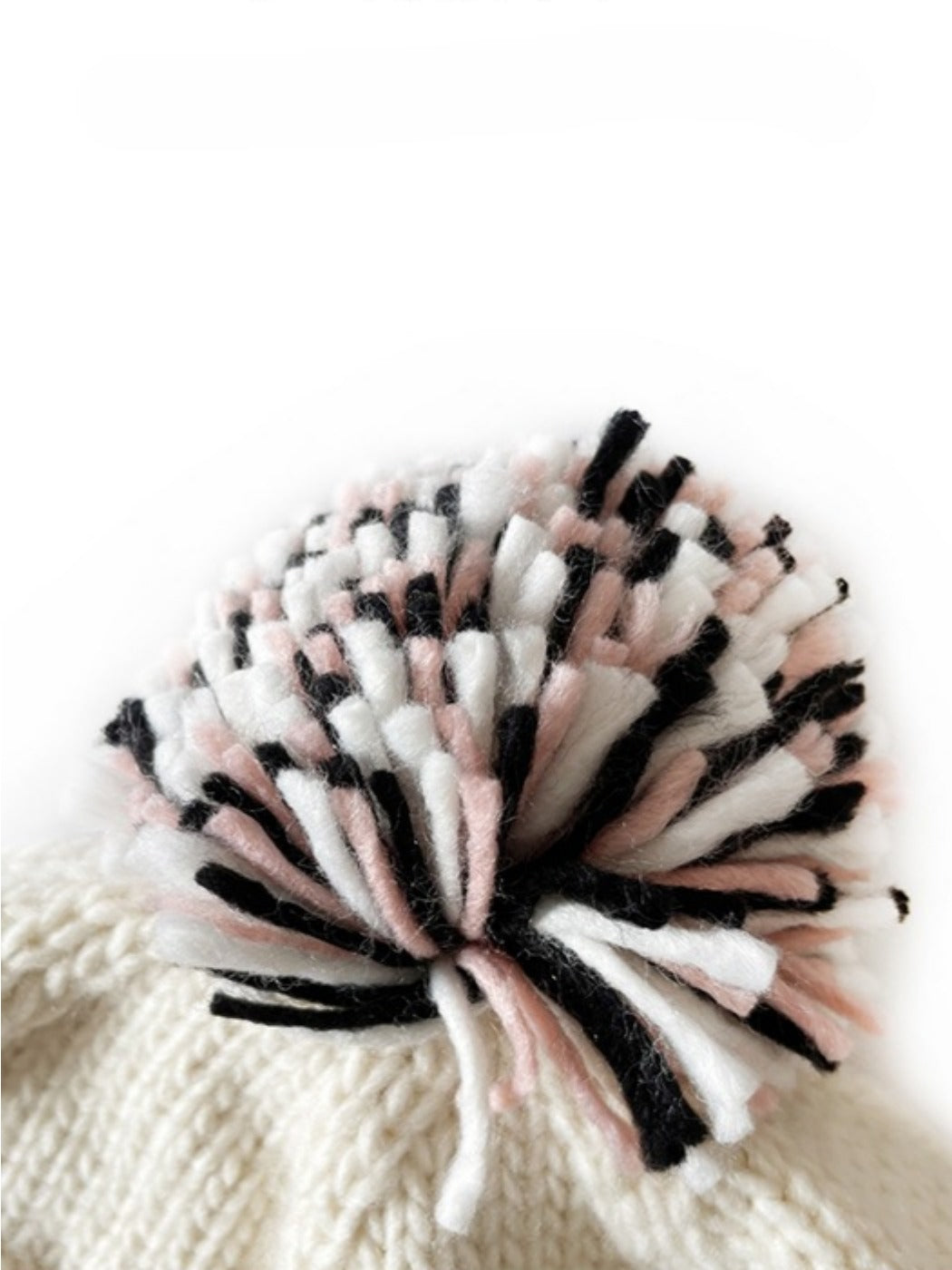 Haila - Color-blocking Beanie with Pom-pom and Braid