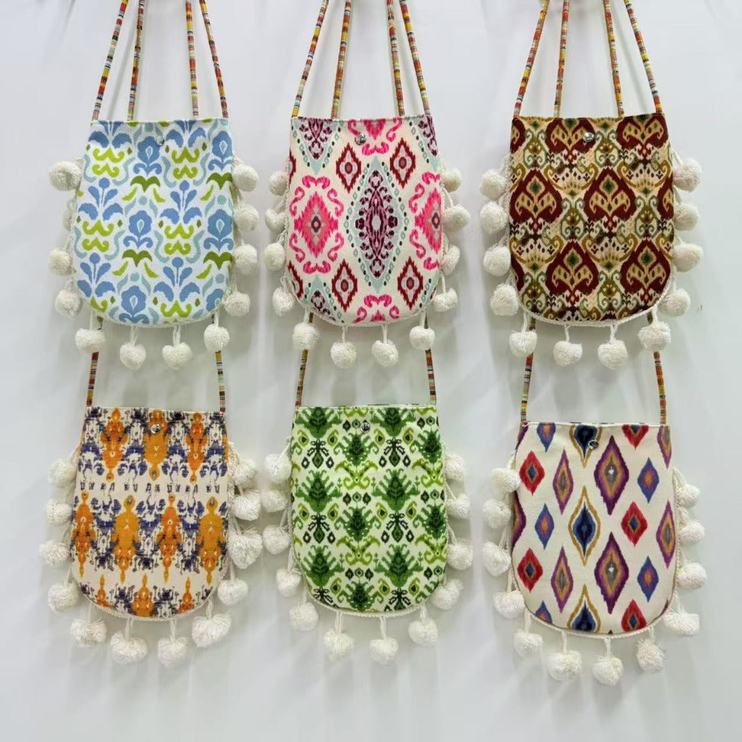 Cosbai - Retro Atlas-Pattern Knit Shoulder Bag - Vintage &amp; Practical