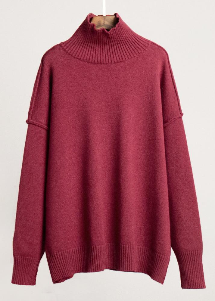 Cozy Knit Turtleneck Sweater With Patchwork