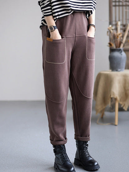 Casual Loose Solid Color Harem Pants Bottoms
