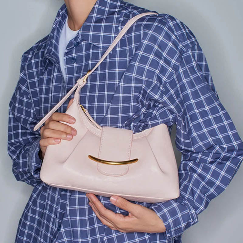 Trendy Crescent Solid Color Tote Shoulder Bag