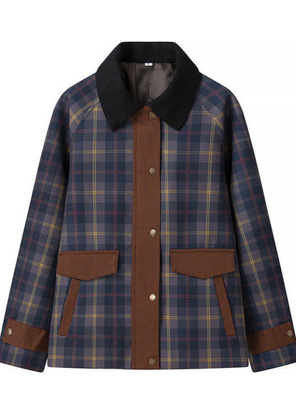 Plaid Oversized Jacket Structured Comfortable Fabric