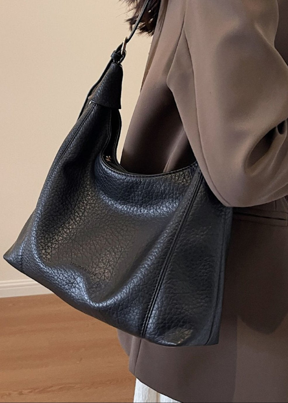 Hobo Bag Faux Leather Textured Finish