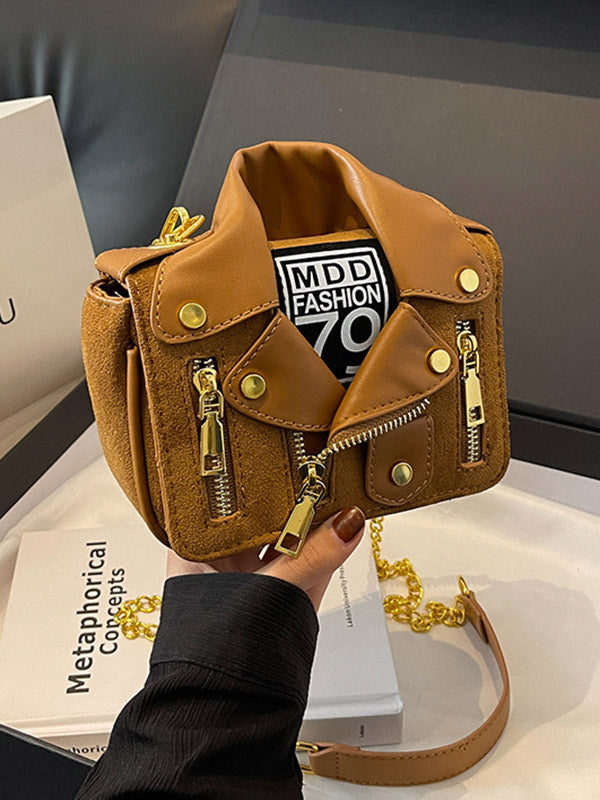 Chains Geometric Zipper Bags Crossbody Bags Handbags