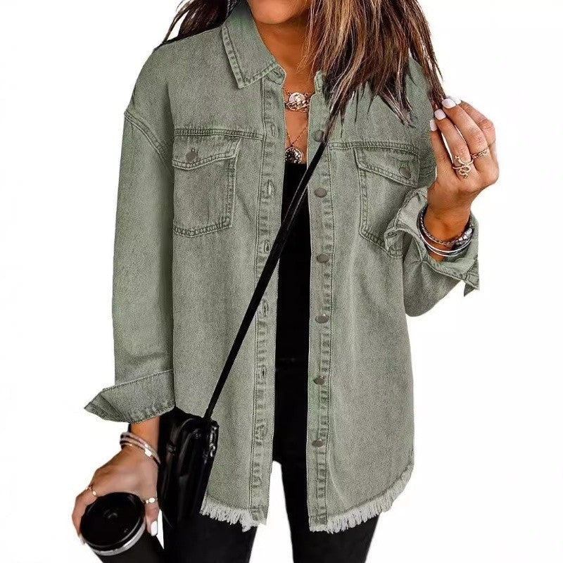 Solid Color Denim Shirt