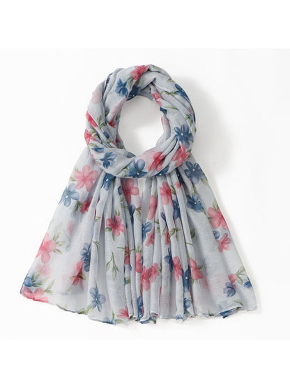 Scarvii - Floral Voile Print Scarf Shawl Beach Wrap