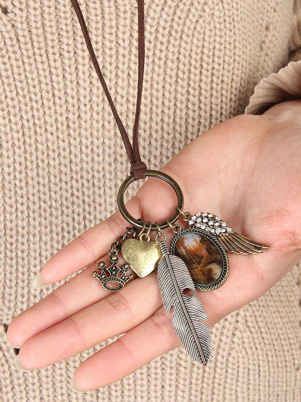 Original Retro Long Sweater Chain Fashion Joker Multi-Element Cotton And Linen Accessories Pendant Necklace