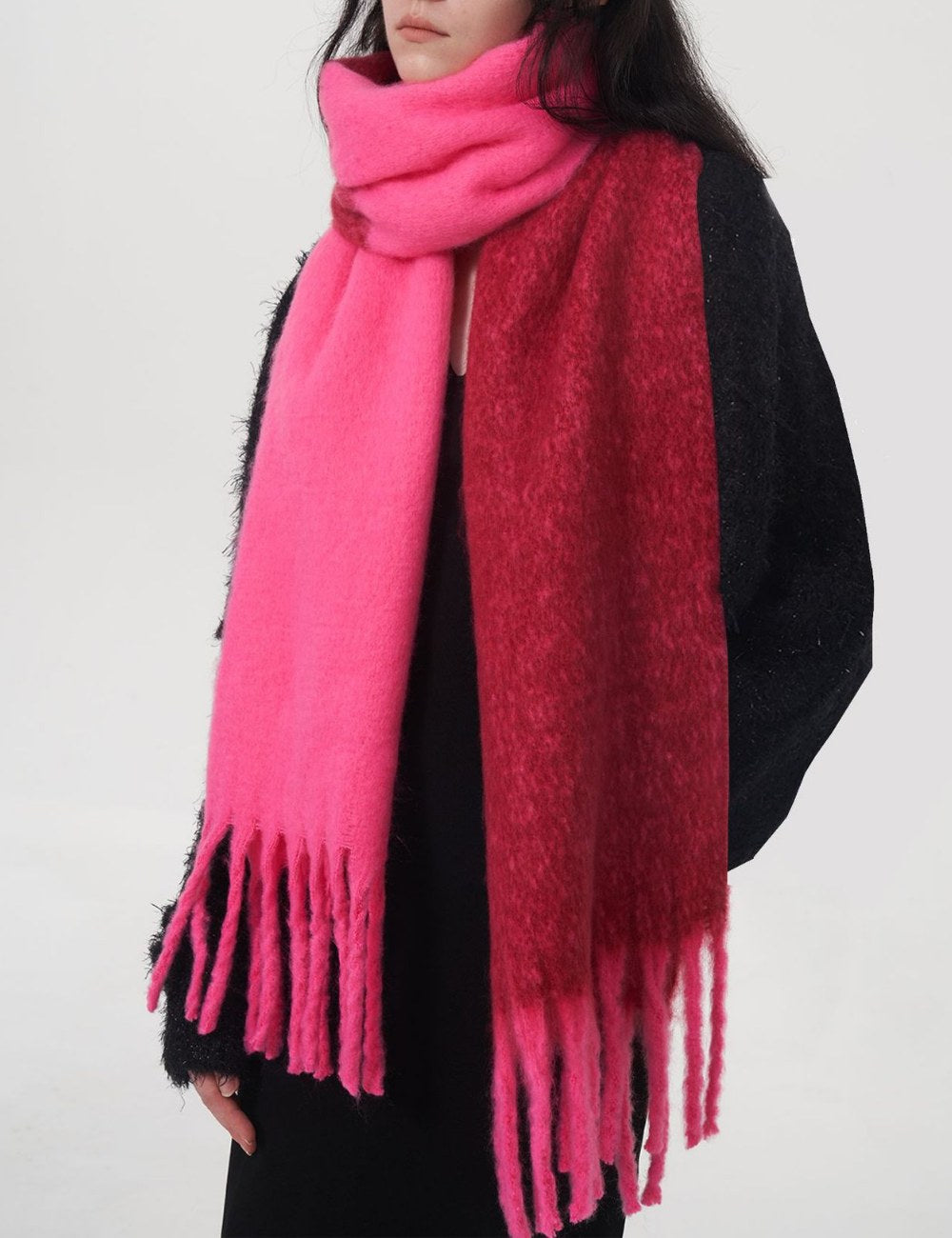 Solid Color Splicing Mohair Soft Scarve
