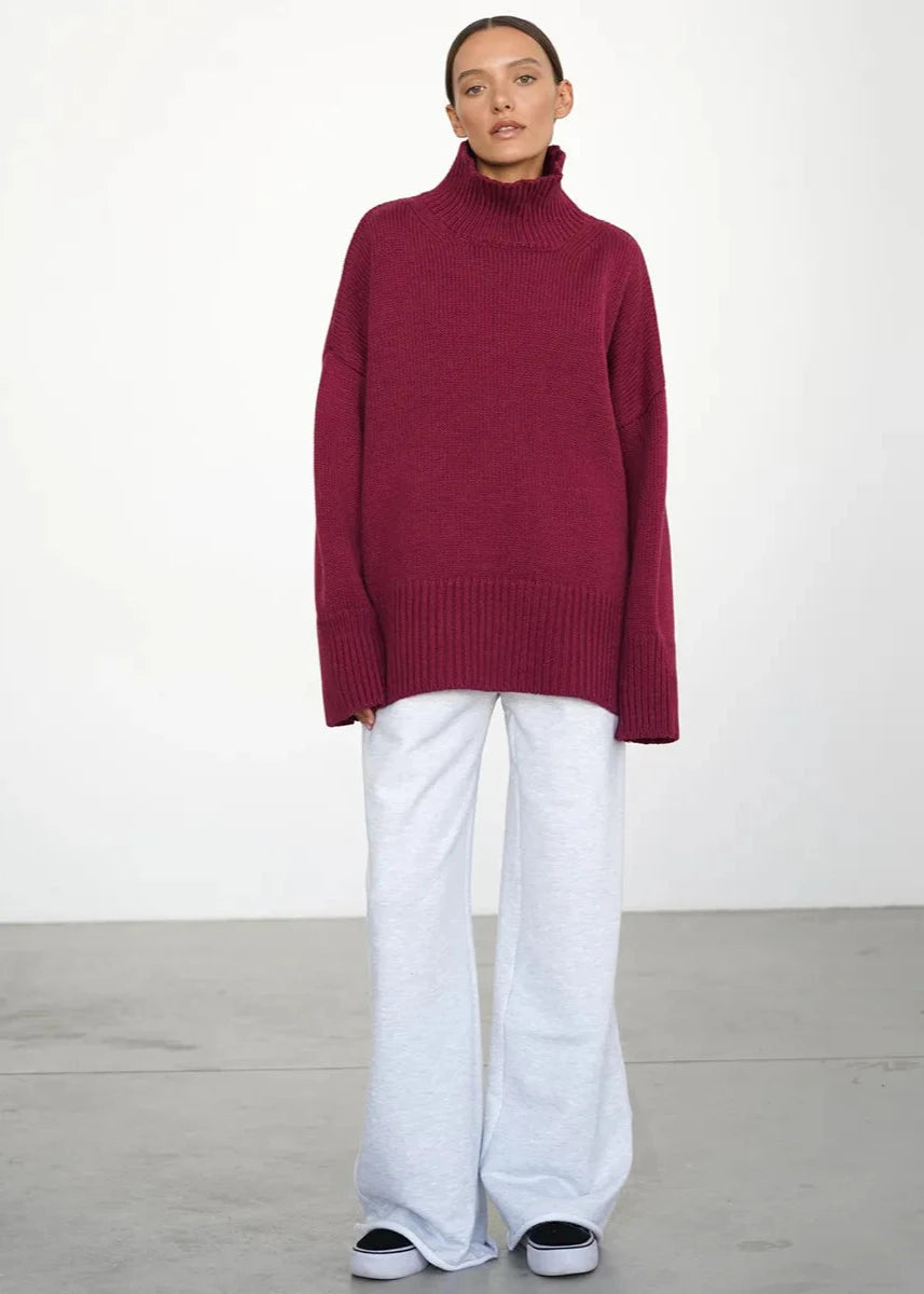 Loose Fit Cotton Knit Turtleneck Sweater