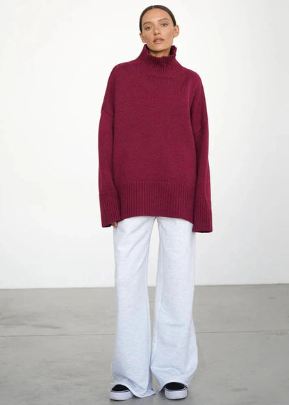 Loose Fit Cotton Knit Turtleneck Sweater