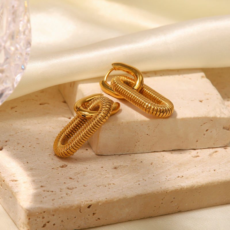 Gold Plated Stainless Steel Chain Hoop Earrings
