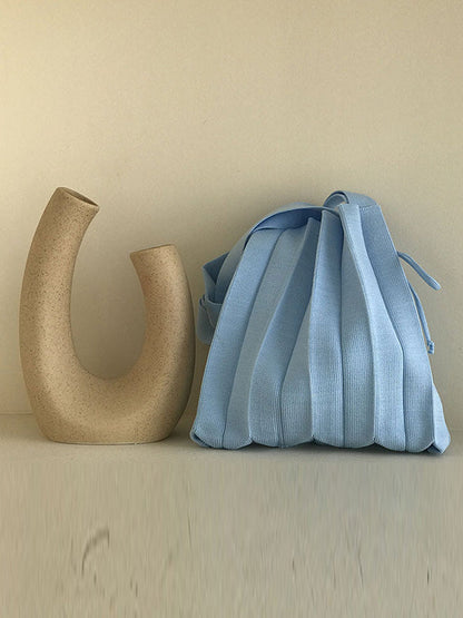 Original 6 Colors Knitting Pleated Drawstring Handbag