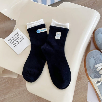 Rufia - Asymmetrical Button Detail Crew Socks