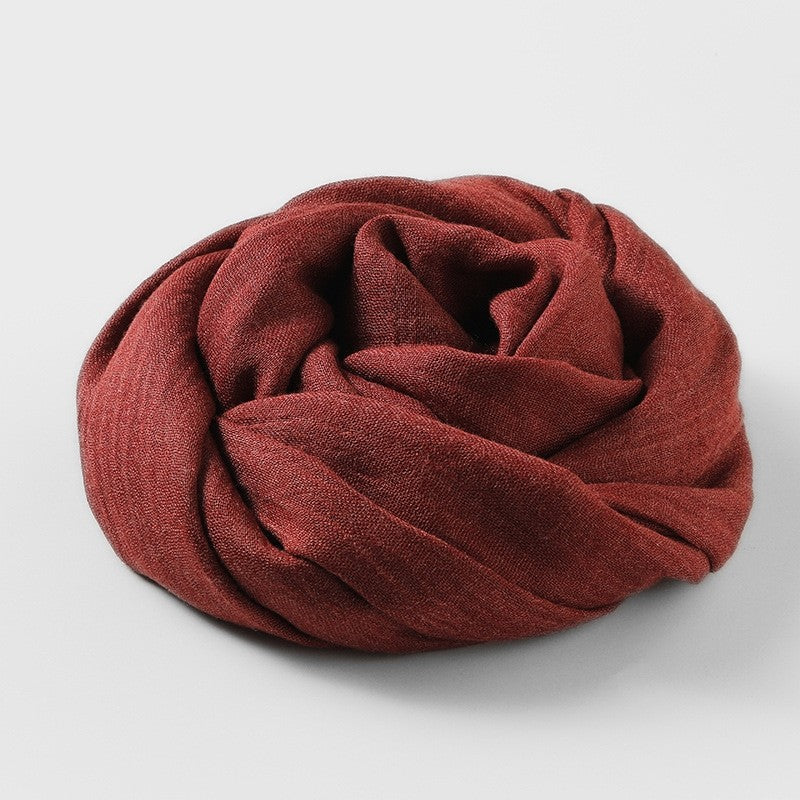 Solid Color Cotton And Linen Beach Long Scarf