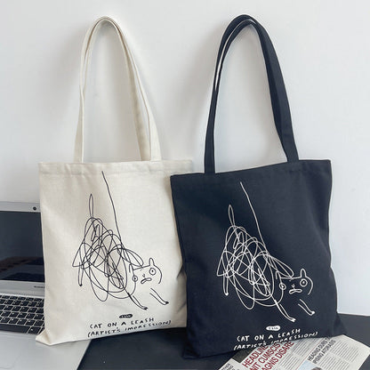 Personalized Graffiti Design Cute Cat Canvas Bag