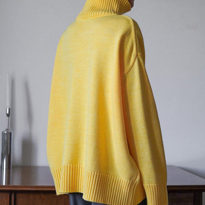 Winter High Neck Solid Color Knit Sweater