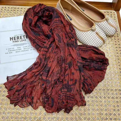Scarvii - Vintage Pattern Lightweight Pleated Scarf