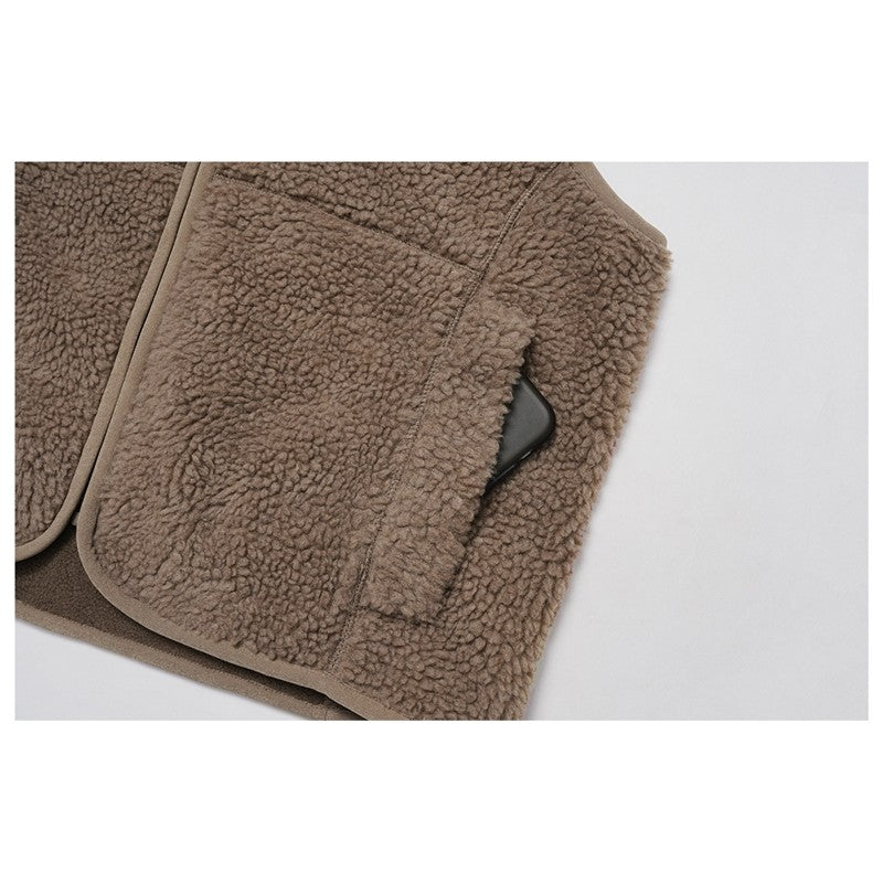 Solid Color Stand Collar Fleece Sports Vest