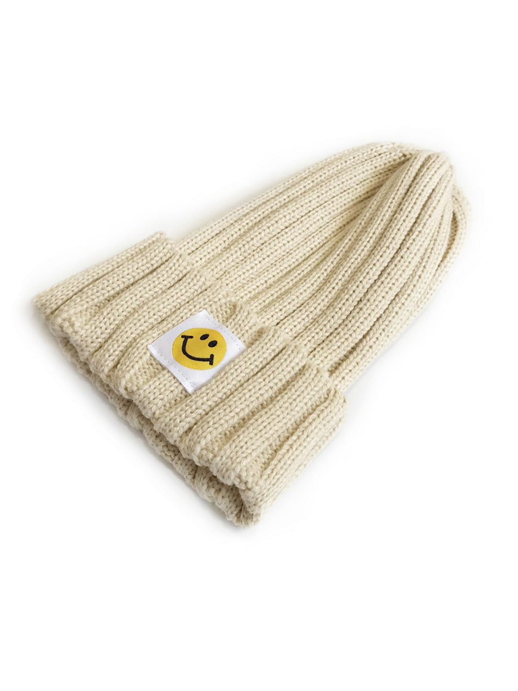 Haila - Winter Striped Knitted Beanie Embroidered Smile Motif